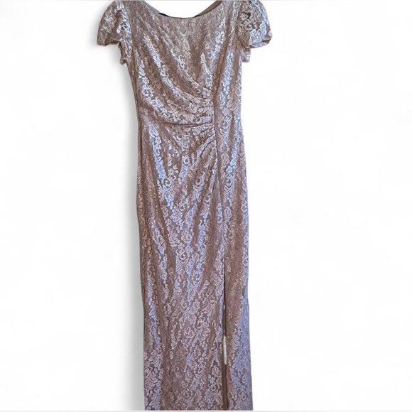 Oleg Cassini Elegant Lace Maxi Dress In Cream